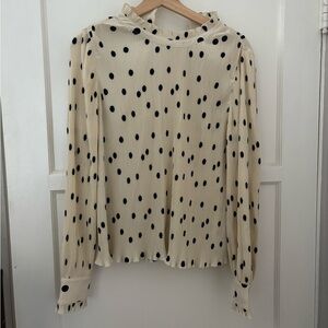SEZANE pleated polka dot blouse